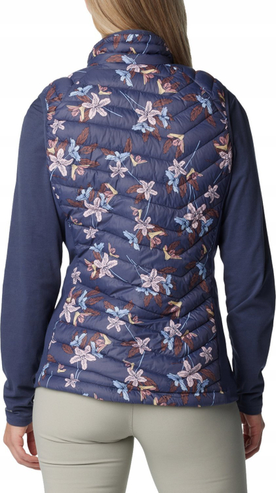 Jelek për goca Columbia Powder Pass Vest W, i mbushur, me lule, blu navy