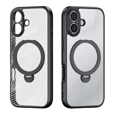 Kopertinë mbrojtëse Dux Ducis Aimo Mag për iPhone 17, unazë magnetike, pozicion qëndrimi, e zezë