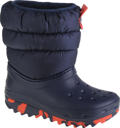 Çizme bore për kalamaj Crocs Classic Neo Puff Boot Jr 207684-410, termo, navy blue