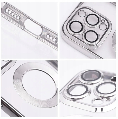 Futrollë telefoni OEM GLAM për iPhone 17, TPU, me kapak kamere, argjendtë