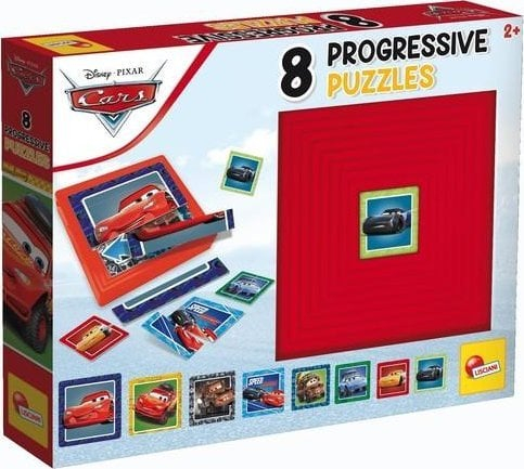 Puzzle progresive Lisciani Cars, set me 8 puzzle, për fëmijë 2+