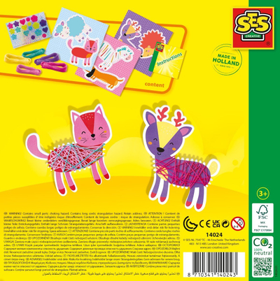 Set kreativ për kalamaj SES Creative 14024 Yarn Wrap Animals, punime me dorë, shumëngjyrësh