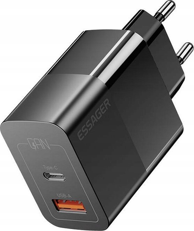 Karikues muri Essager ES-CD29, 33W, me 2 porta USB-C dhe USB-A, i zi