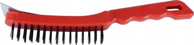 Furçë pastrimi për grilë BBQ Cleaning Brush, 27.5 cm, me skraper, e kuqe