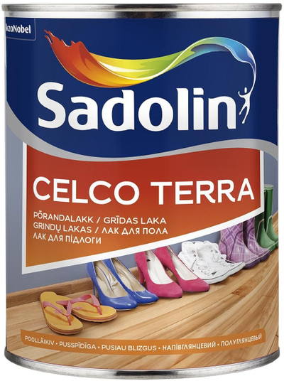 Лак за под Sadolin Celco Terra, полусјаен, 1L, проѕирен