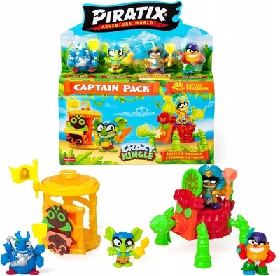 Сет играчки Piratix Adventure World Crazy Jungle Captain Pack Pharaonix, 4 фигури, неонски додатоци, шарено