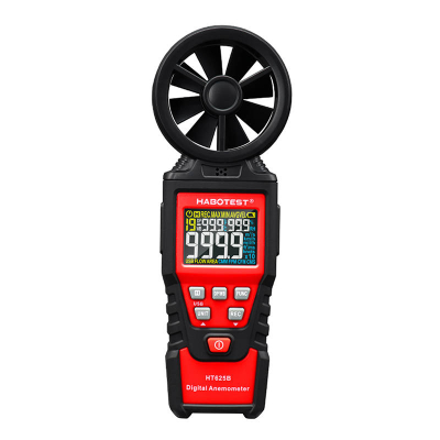 Anemometër dixhital Habotest HT625B, matje shpejtësie dhe temperature, ekran me ngjyra, i kuq e zi