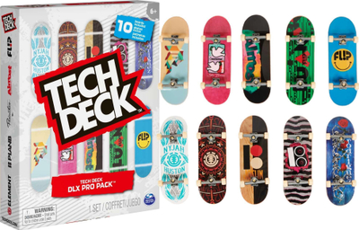 Lodër fingerboard Tech Deck DLX Pro Pack, set 10 copë, për fëmijë 6+, shumëngjyrëshe