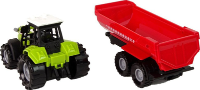 Lodër traktor me rimorkio Leantoys, me drita dhe tinguj, jeshil e kuqe