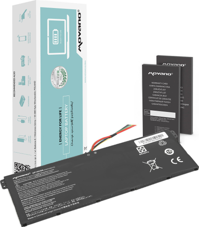 Bateri laptopi Movano AP18C4K AP18C8K, 50Wh, 4350mAh, e zezë