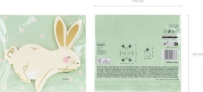 Peshqirë letre me lepurush Bunny, 12.5x16 cm, 20 copë, shumëngjyrëshe