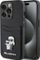 Kapak telefoni Karl Lagerfeld Saffiano Card Slot Metal Pin, për iPhone 15 Pro, me mbajtëse kartash, i zi