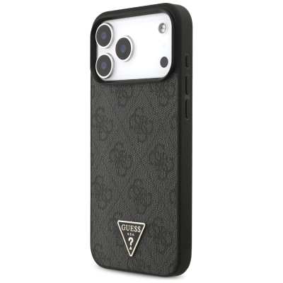 Kapak telefoni Guess 4G me rrip Triangle Logo MagSafe për iPhone 17 Pro Max, i zi