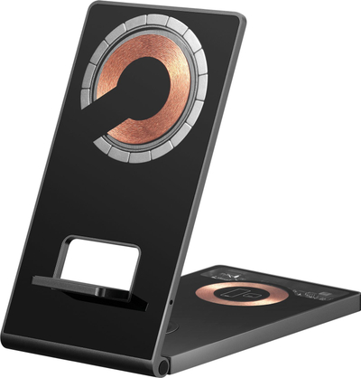 Karikues wireless Sandberg 3in1 Wireless Charger Stand, mbajtës për smartphone, AirPods dhe smartwatch, i zi