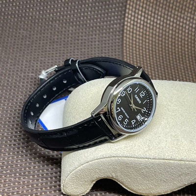 Ora dore Casio LTPV002L-1B, kuarc japonez, lëkurë, e argjendtë me të zezë