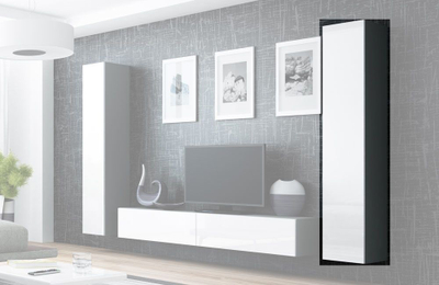 Vitrinë muri Vigo Pena 180, 180x40x30 cm, gri e bardhë