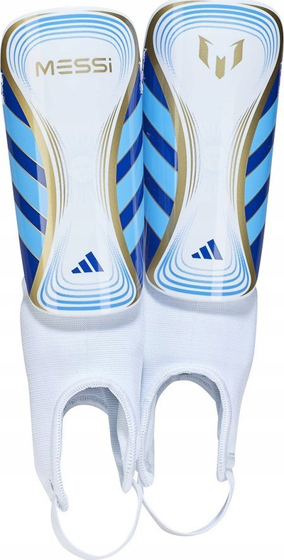 Mbrojtëse këmbe futbolli Adidas Messi SG MTC Jr, për kalamaj, e bardhë blu