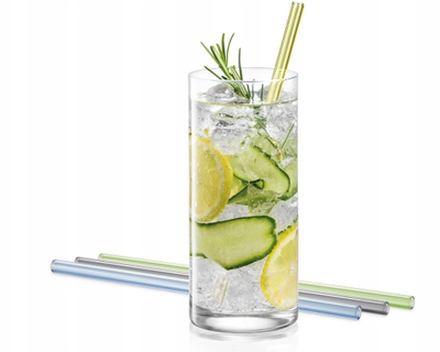 Kashta qelqi MyDRINK, set 4 copë, me furçë pastrimi, shumëngjyrëshe
