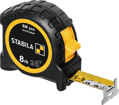 Ruletë matëse Stabila BM 300, 8m 26ft, gjerësi 27mm, e zezë me të verdhë