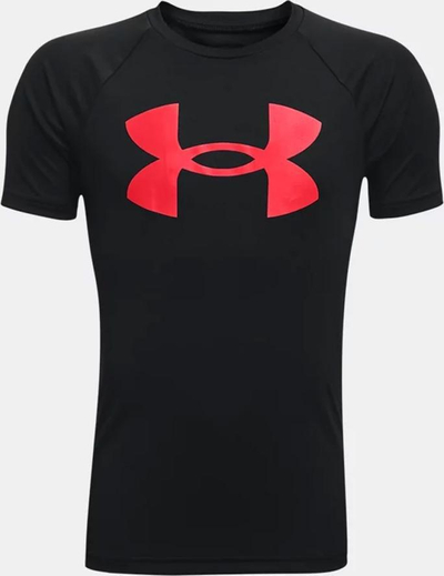 Bluzë sportive për djem Under Armour UA Tech, mëngë të shkurtra, tharje e shpejtë, e zezë