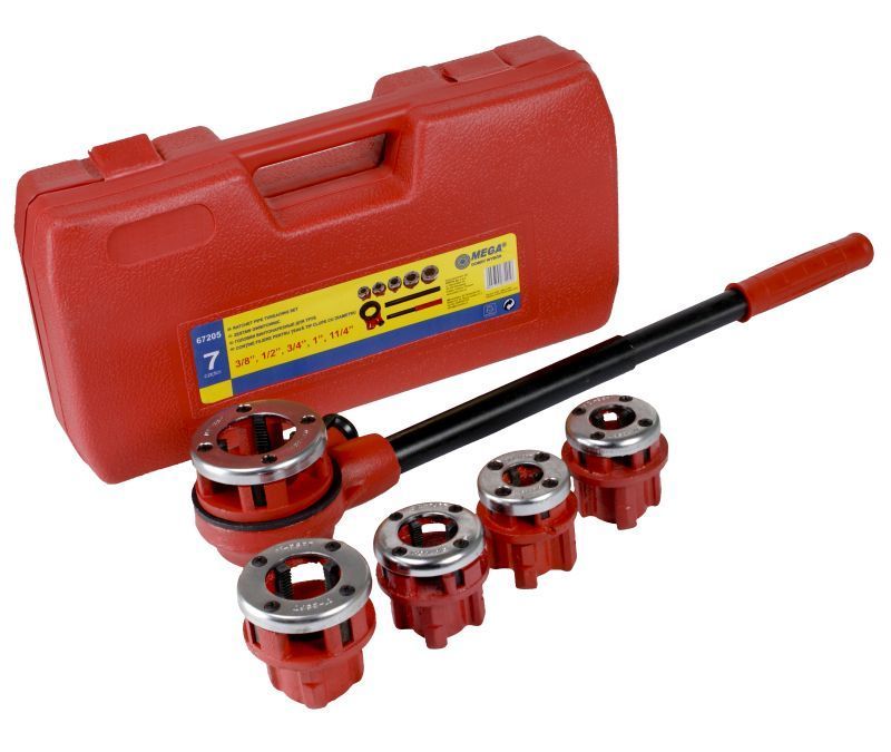 Set shtrëngues Mega, 3/8", 4 copë, të kuq