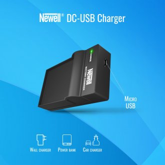 Karikues baterie Newell DC USB NB‑10L për Canon, me portë USB, me LED tregues, ngjyrë e zezë