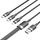 Kabllo USB Vention CTPBG, 3 në 1 USB C Lightning Micro USB, 1.5m, 3A, gri