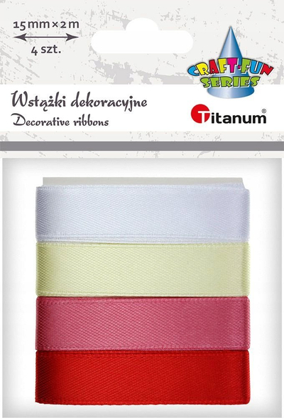 Set shirita sateni Titanum Satin Ribbons, 15mm, 2m, 6 ngjyra përzier