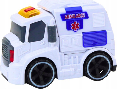 Lodër autoambulancë për kalamaj, me drita, tinguj dhe lëvizje automatike, e bardhë