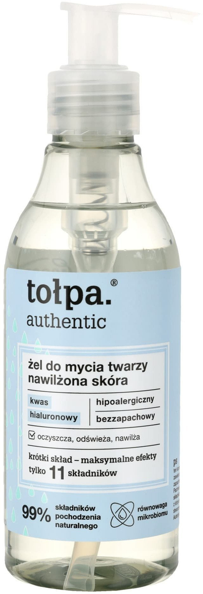 Xhel pastrimi për fytyrë Tołpa Authentic, heq make up‑in, lë lëkurën të hidratuar, 195 ml