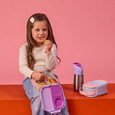 Kuti snack për fëmijë b.box Mini Snack Box, me 2 ndarje, mbyllje hermetike, rozë blush crush