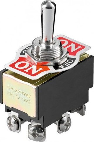 Ndërprerës miniaturë Goobay Wentronic 10114, 2x ON OFF ON, terminale me vidë, i zi