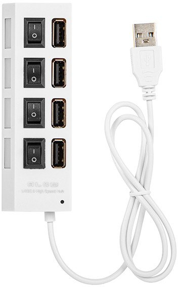 USB HUB 4 порти, USB 2.0, 480 Mb/s, со осветлување