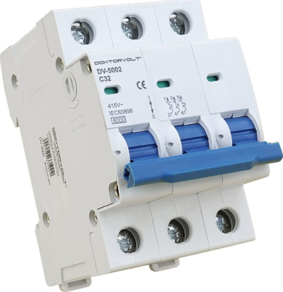 Çelës termomagnetik DoktorVolt DV-5002, 3P C32A, 6kA, i bardhë