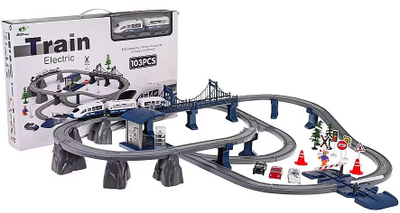 Set lodër treni RoGer Train Station, 103 pjesë, elektrik, gri