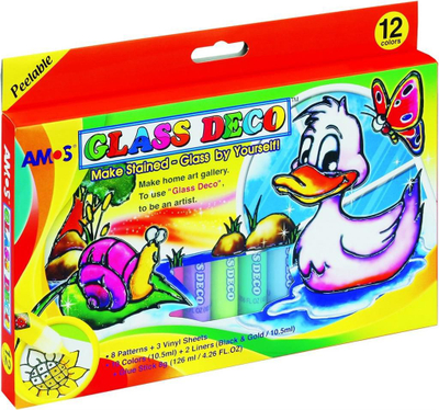 Бои за стакло Amos Glass Deco, сет 12 бои, црн и златен контур