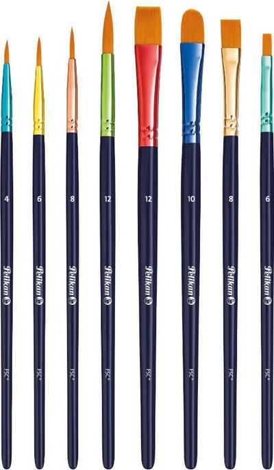Сет четки за сликање Pelikan 701181, 8 парчиња, со синтетички влакна