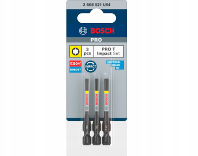 Set bite kaçavide Bosch Pro Impact Torsion Torx T10 T20, 55mm, set 3 copë