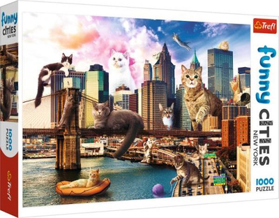 Puzzle Trefl Funny Cities Kittens in New York, 1000 pjesë, shumëngjyrësh