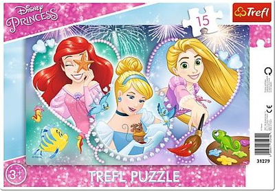 Lojë Puzzle Trefl - Disney Princess, Three Smiling Princesses, 15 elemente (GXP-645264)