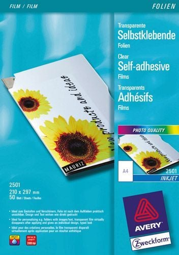 Film vetëngjitës transparent Avery Zweckform ZF 2500, A4, për printer inkjet