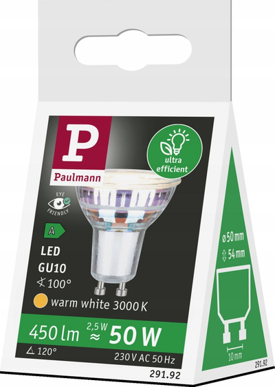 Llampë LED Paulmann GU10, 2.5W, 450 lm, 3000K