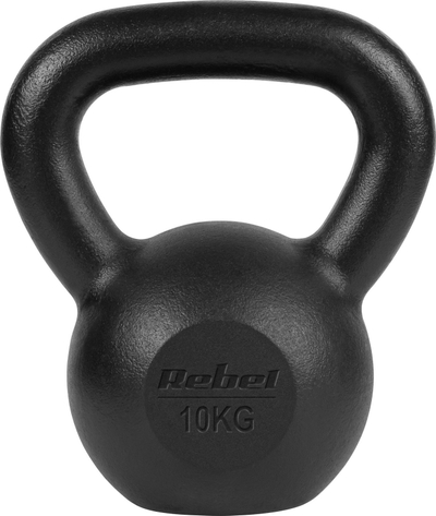 Kettlebell Rebel Active, 10 kg, леано железо, црн