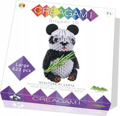 Set origami 3D CreativaMente Creagami Panda, 622 copa, për kalamaj 7+ vjeç, shumëngjyrësh