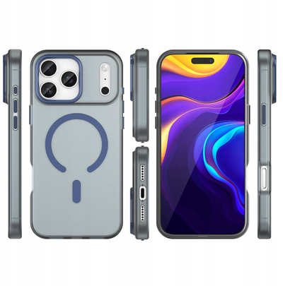 Mbrojtëse telefoni Magnetic Abrasive iPhone 17 Pro, kompatibile me MagSafe, mat, blu