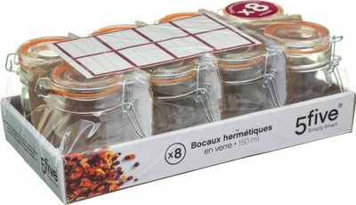 Set kavanoz qelqi me kapak klips, 150ml, 8 copë, transparent