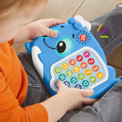 Lodër edukative Fisher Price Linkimals Whale, interaktive, 20 butona, blu