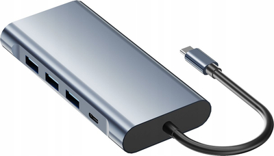 Adapter USB C Bounn 11 in 1, HDMI 4K, RJ45 1000Mbps, gri