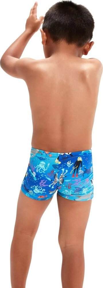 Rroba banje çunash Speedo Infant Learn to Swim Aquashorts, prerje të shkurtëra, print nën ujë, blu me të bardhë