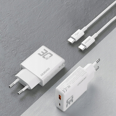 Karikues me mur Dudao A30EUT GaN, 30W, USB A dhe USB C, i bardhë